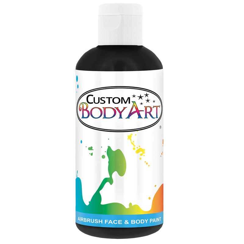 Custom Body Art طلاء هوائي مائي أسود 8 أونصات للفن الجسدي المخصص - طلاء هوائي للوجه والجسم للهالوين، كوسبلاي، مكياج مسرحي والوشم المؤقت - Image 1
